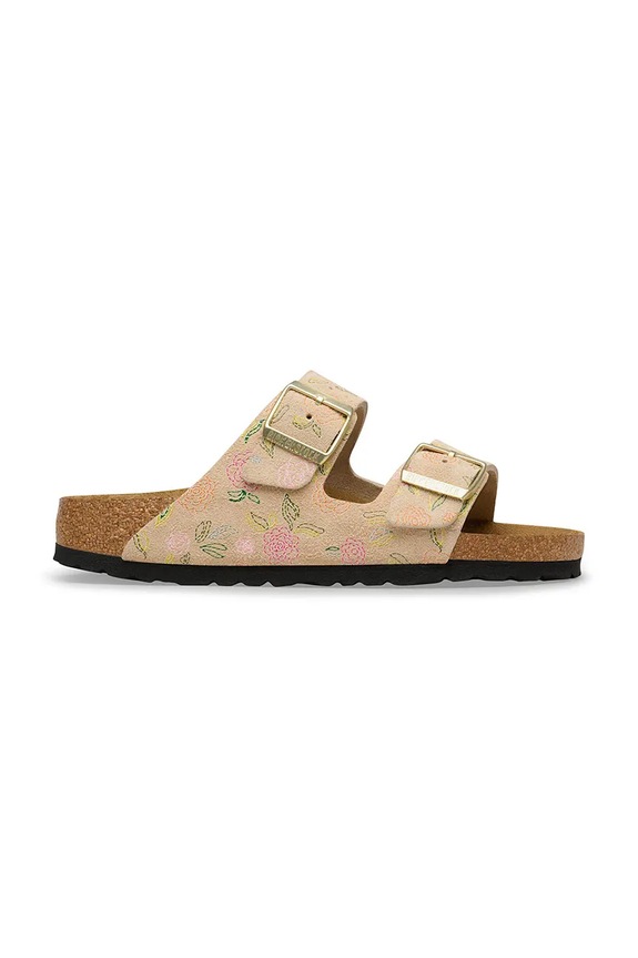 Birkenstock papuci cu toc plat de damă din piele întoarsă Arizona piele întoarsă bej 1031736