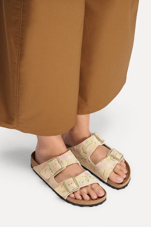 Birkenstock papuci cu toc plat de damă din piele întoarsă Arizona 1031736