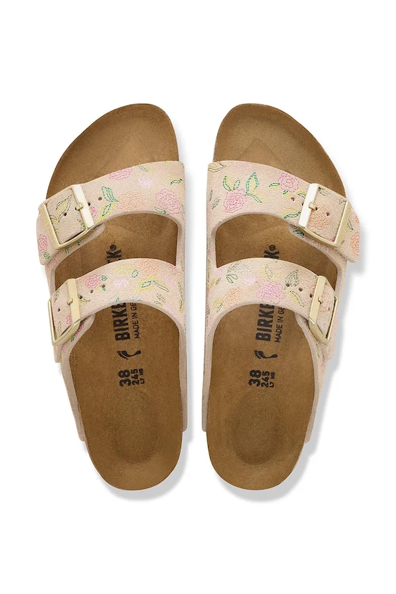 Birkenstock papuci cu toc plat de damă din piele întoarsă Arizona 1031736 bej