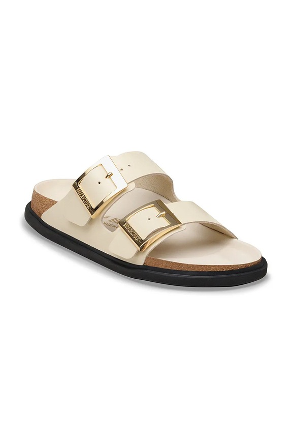 Birkenstock Arizona Droplet Buckle papuci cu toc plat pentru femei piele 1031809 bej SS26