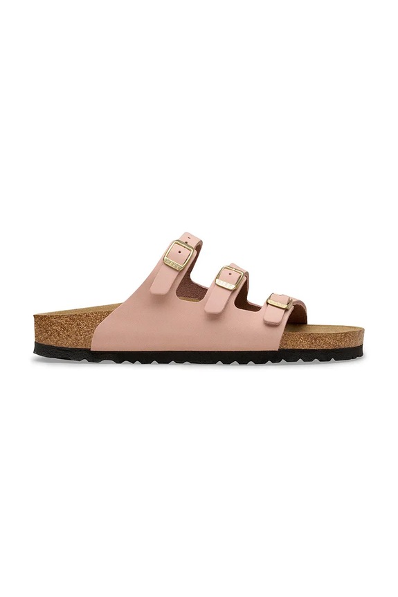 Birkenstock šľapky na plochom podpätku dámske nubukové Florida bez podpätku ružová 1031813.N