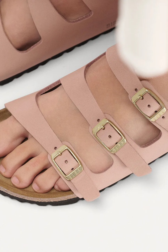 Birkenstock šľapky na plochom podpätku dámske nubukové Florida 1031813.N