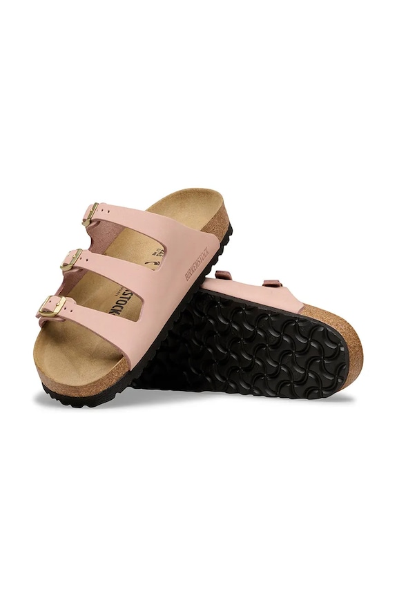 Birkenstock šľapky na plochom podpätku dámske nubukové Florida 1031813.N ružová