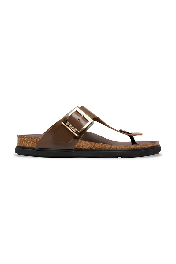 Usnjene japonke Birkenstock Gizeh Droplet Buckle Brez pete rjava 1031838