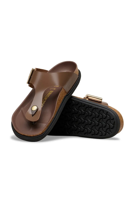 Usnjene japonke Birkenstock Gizeh Droplet Buckle rjava 1031838