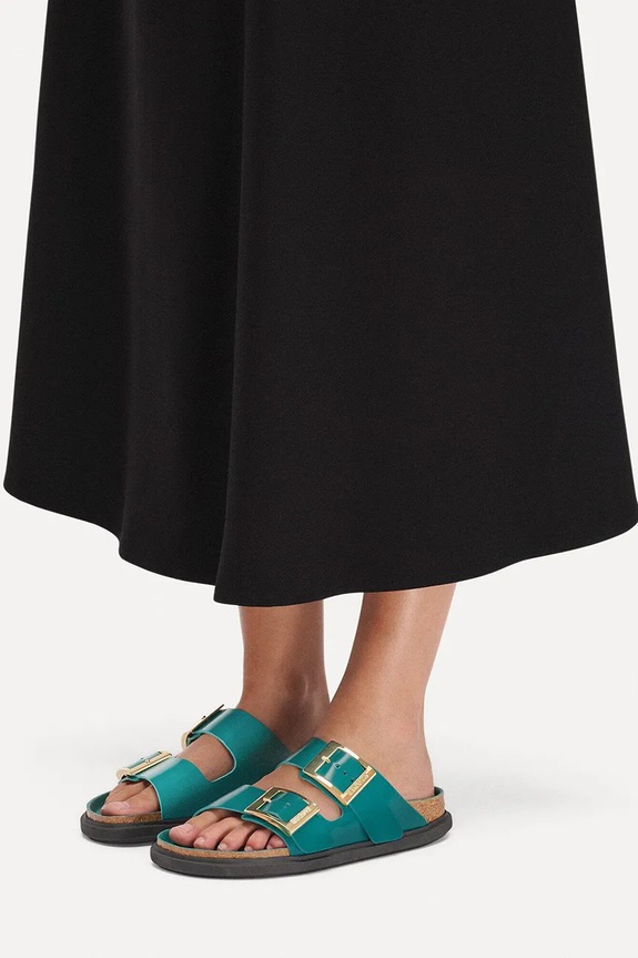 Birkenstock papuci cu toc plat de damă din piele Arizona Droplet Buckle 1031850