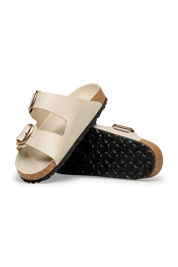 Birkenstock σαγιονάρες Επίπεδο τακούνι Γυναικείες δερμάτινες Arizona Big Buckle μπεζ 1031873