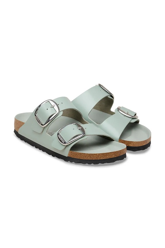 Cipők Birkenstock papucs lapos sarkú női bőr Arizona Big Buckle 1031882.N zöld