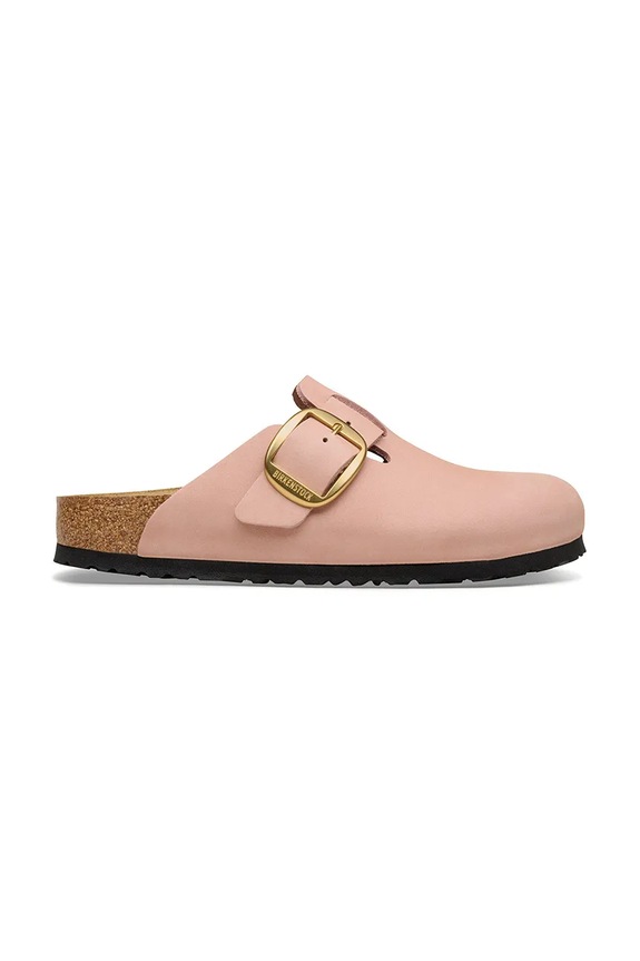 Birkenstock σαγιονάρες γυναικεία νουμπούκ mules Boston Big Buckle φλατ ροζ 1031883.N