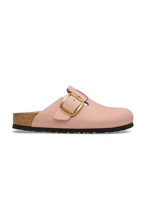 Birkenstock σαγιονάρες γυναικεία νουμπούκ mules Boston Big Buckle φλατ ροζ 1031883.N