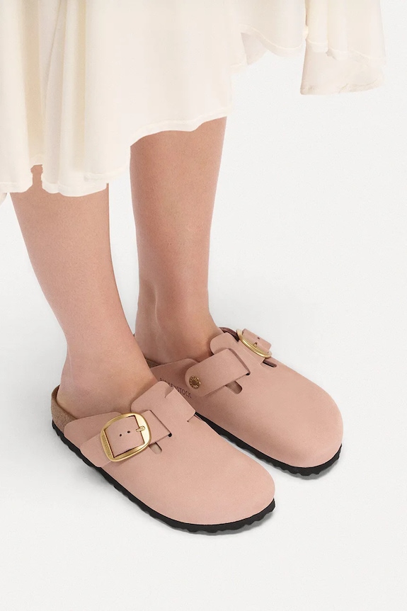 Birkenstock σαγιονάρες γυναικεία νουμπούκ mules Boston Big Buckle 1031883.N