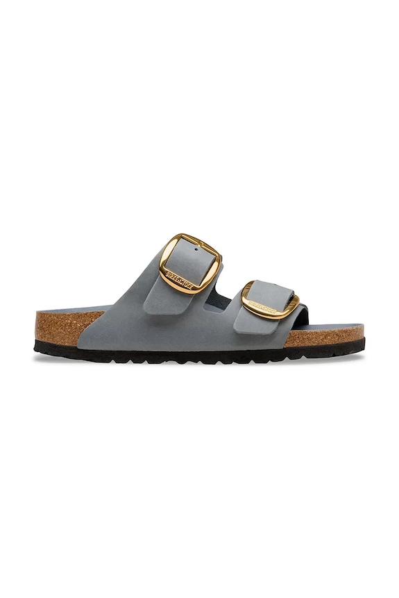 Birkenstock σαγιονάρες Γυναικείες δερμάτινες Arizona Big Buckle φλατ γκρί 1032027