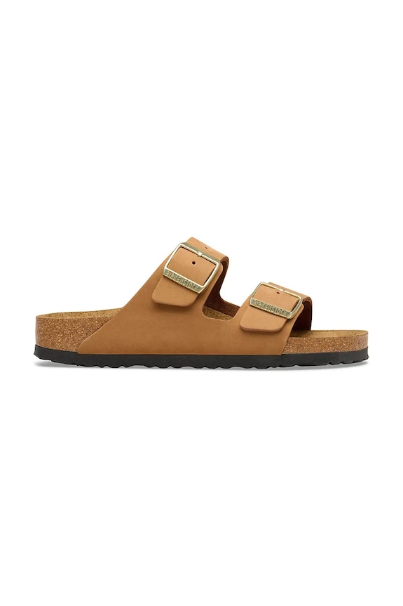 Birkenstock papuci de damă din nubuck Arizona piele întoarsă maro 1032066