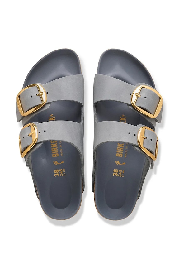 Birkenstock klapki damskie nubukowe 1032071 niebieski