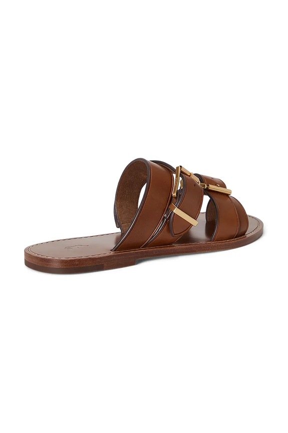 Obuwie Polo Ralph Lauren klapki skórzane Bkle Slide 818P01589001.200 brązowy
