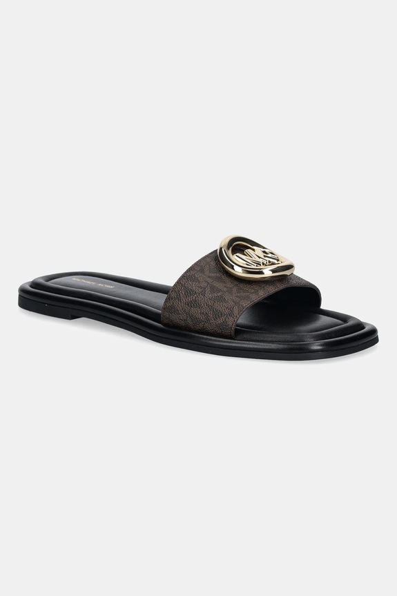 Šľapky MICHAEL Michael Kors Milan Slide imitácia kože hnedá 40F5MLFS1B.200