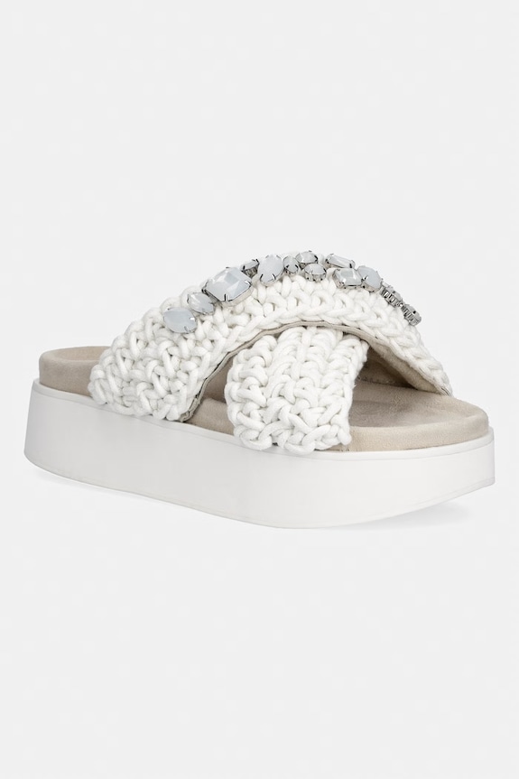 Inuikii papuci pentru femei Woven Stones Platform alb 1004.005.0043.104