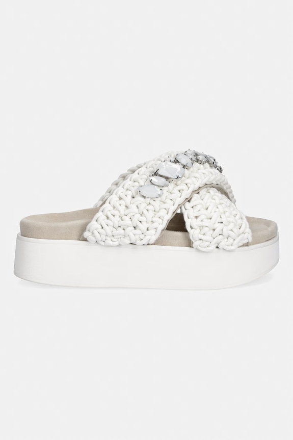 Inuikii papuci pentru femei Woven Stones Platform 1004.005.0043.104 alb SS26