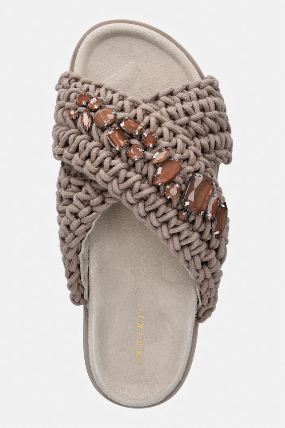 Inuikii papuci pentru femei Woven Stones Platform bej 1004.005.0043.163