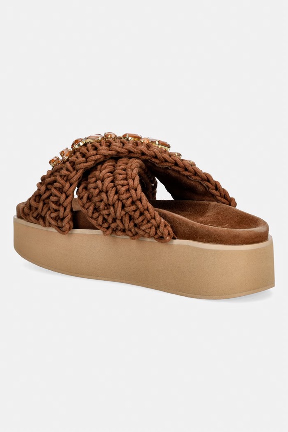 Obuwie Inuikii klapki Woven Stones Platform 1004.005.0043.164 brązowy