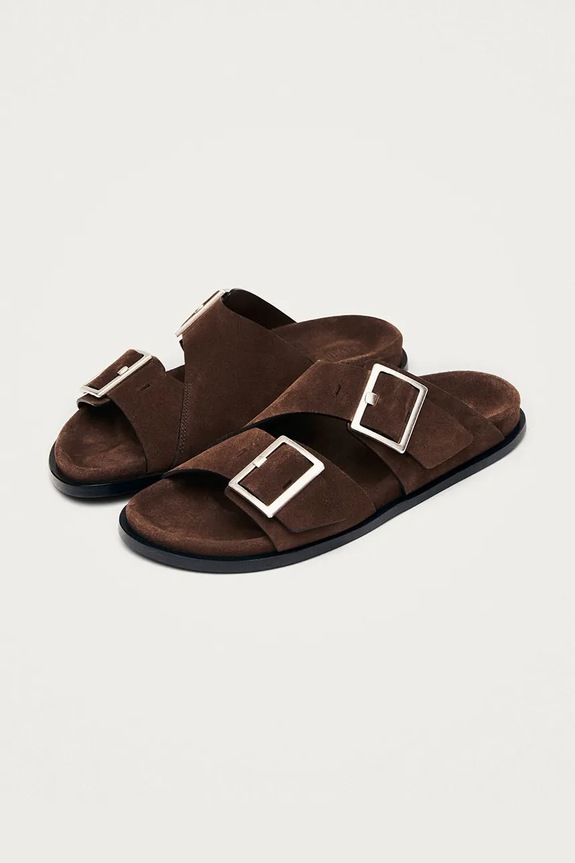 Alohas ciabatte slide in camoscio Alba S101185.02 marrone SS26
