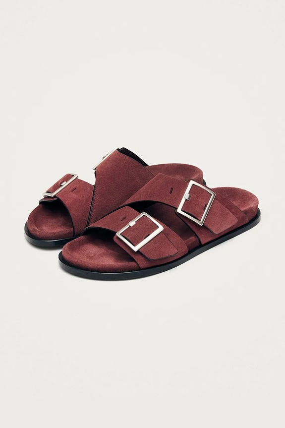 Alohas ciabatte slide in camoscio Alba S101185.04 granata SS26