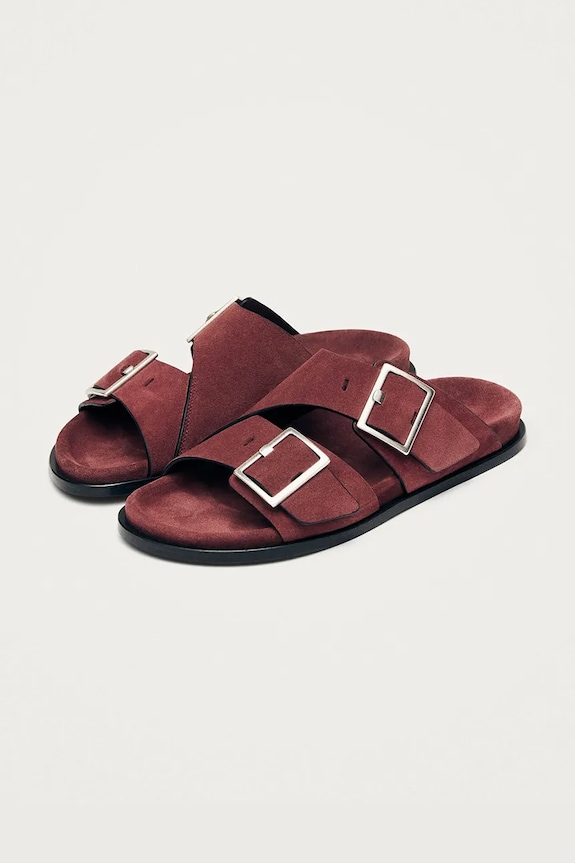 Alohas ciabatte slide in camoscio Alba S101185.04 granata SS26
