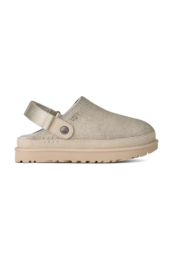 UGG slapi de piele W Goldenstar Crackle Clog platformă bej 1177853.CRCK