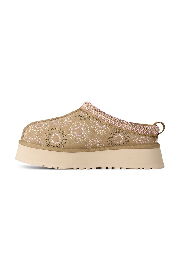 Kućne papuče od brušene kože UGG W Tazz Sun Stitch bež 1178193.MDSD