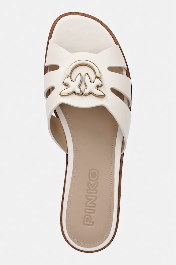Pinko ciabatte slide da donna in pelle Milly 04 beige SD0463.P001.Z12