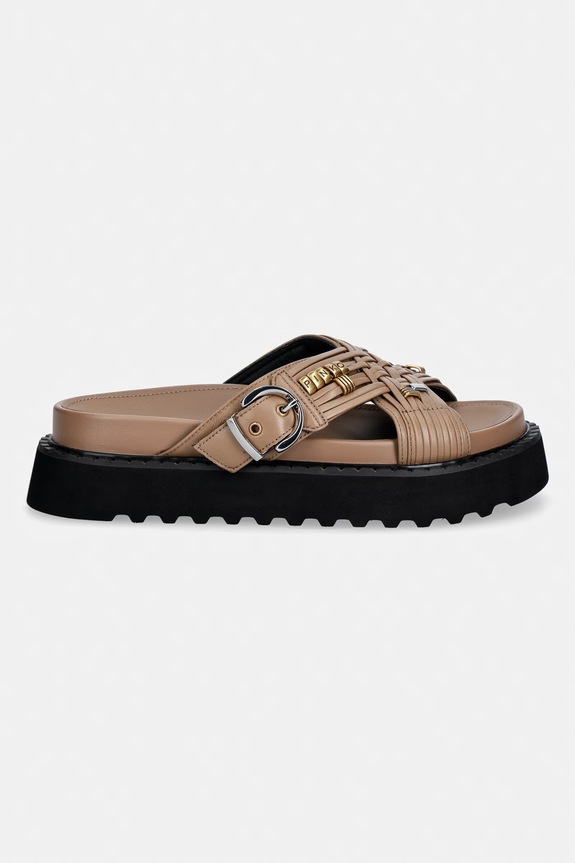 Pinko női bőr papucs Kate 09 SD0537.P003.L15 barna SS26