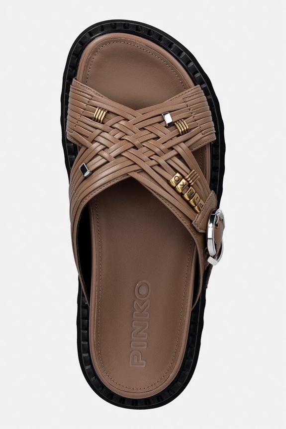 Pinko női bőr papucs Kate 09 barna SD0537.P003.L15