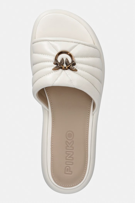 Pinko ciabatte slide da donna in pelle Fiona 03 beige SD0525.P003.Z12