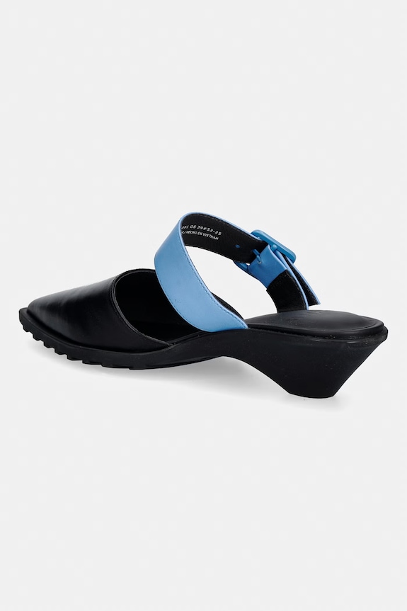 Încălțăminte Camper papuci cu toc jos pentru femei, din piele Anita K201898.001 negru