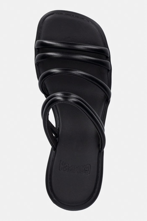 Camper klapki na koturnie damskie skórzane Louise Sandal czarny K201938.001