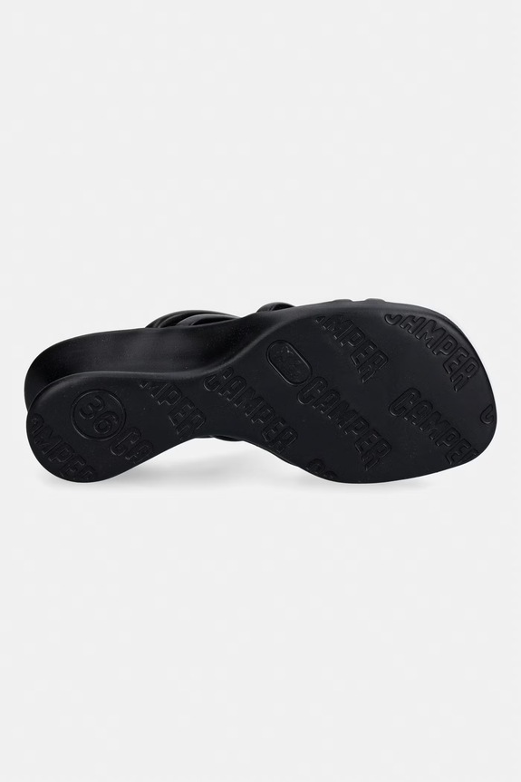 Camper klapki na koturnie damskie skórzane Louise Sandal K201938.001 czarny