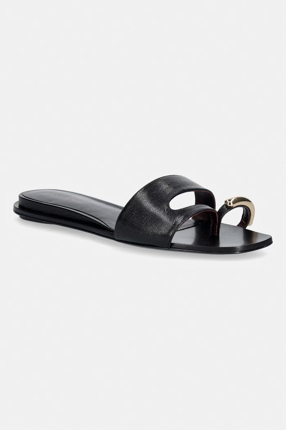 Tory Burch natikače s niskim potplatom za žene od kože Pierced Slide crna 165826.006