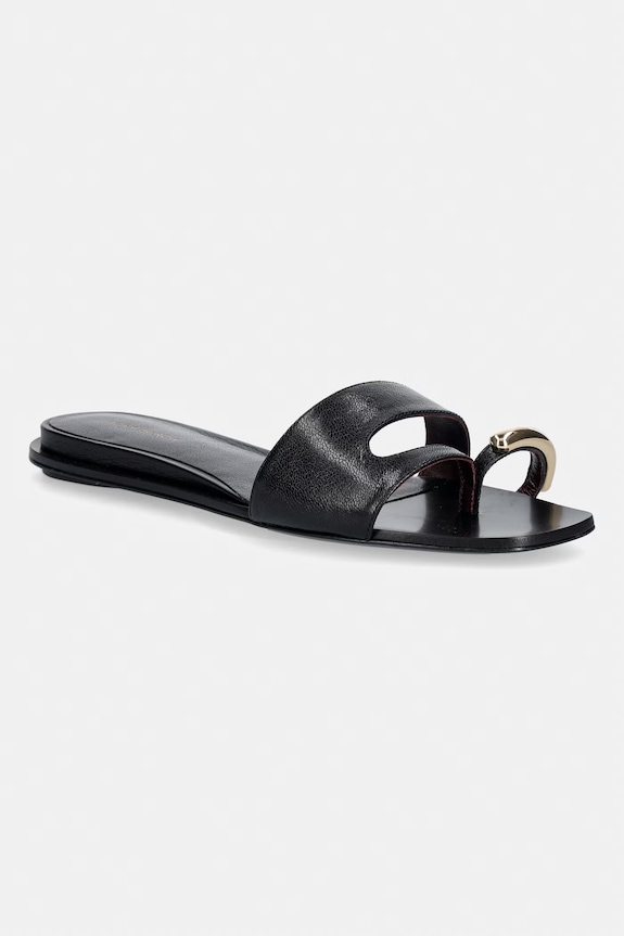 Tory Burch natikače s niskim potplatom za žene od kože Pierced Slide crna 165826.006