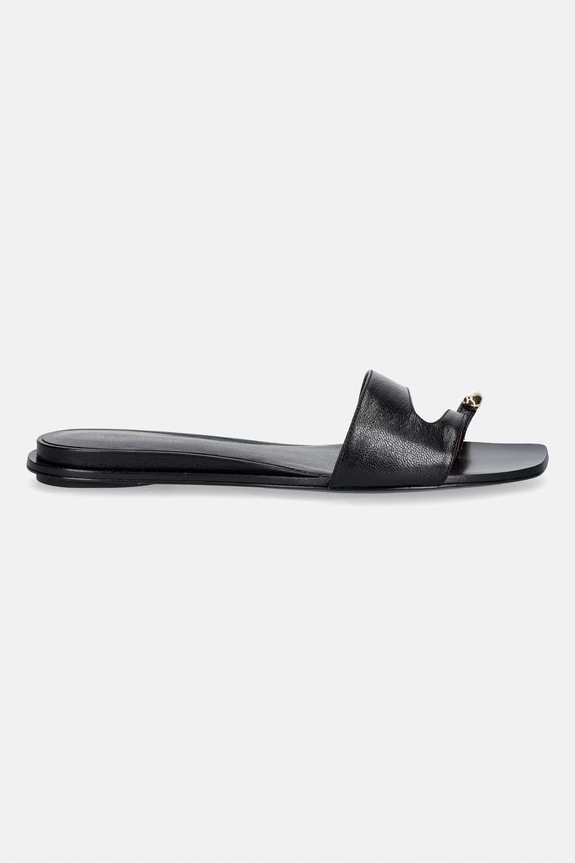 Tory Burch natikače s niskim potplatom za žene od kože Pierced Slide 165826.006 crna SS26