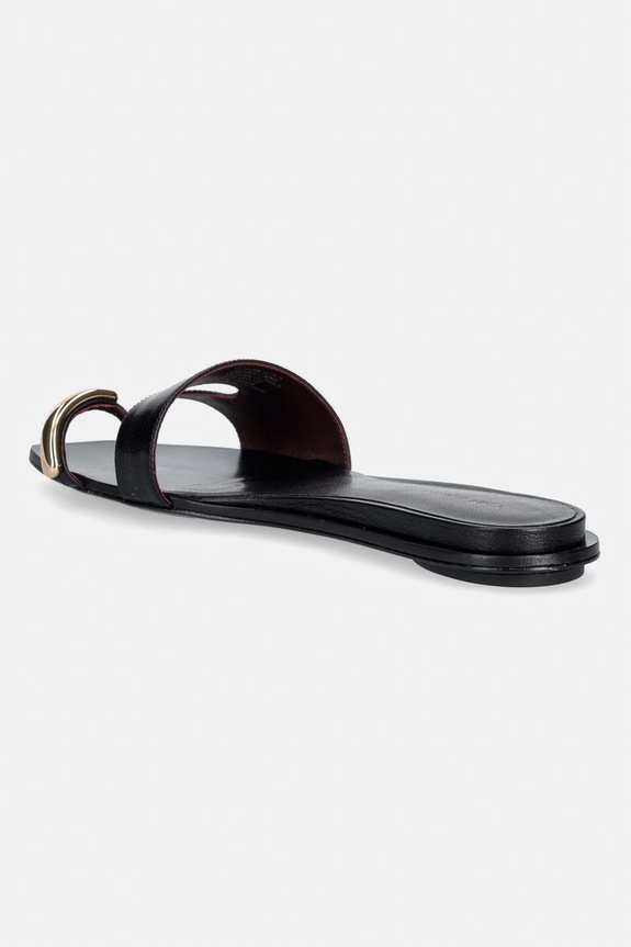 Obuća Tory Burch natikače s niskim potplatom za žene od kože Pierced Slide 165826.006 crna