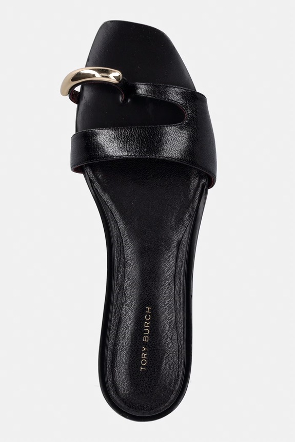 Tory Burch natikače s niskim potplatom za žene od kože Pierced Slide crna 165826.006