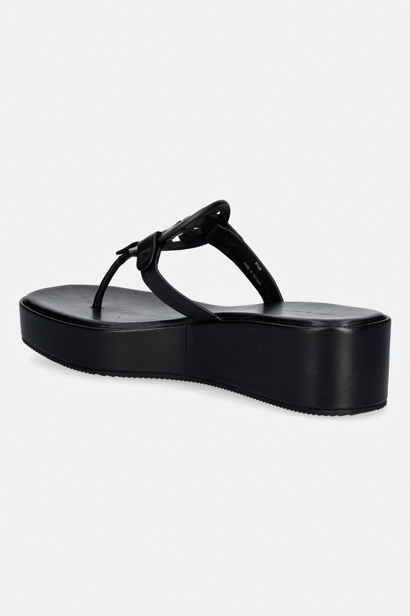 Obuwie Tory Burch japonki damskie skórzane Miller Wedge 159829.006 czarny