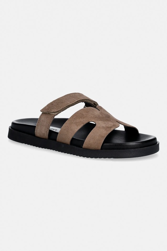 Steve Madden papuci din piele Missile-E piele întoarsă verde 11003504.TPB