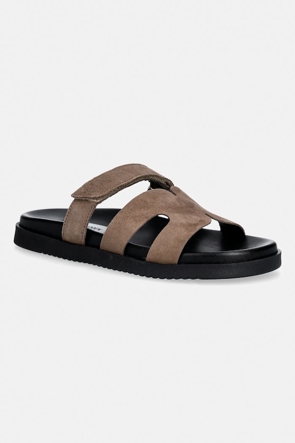Steve Madden papuci din piele Missile-E piele întoarsă verde 11003504.TPB