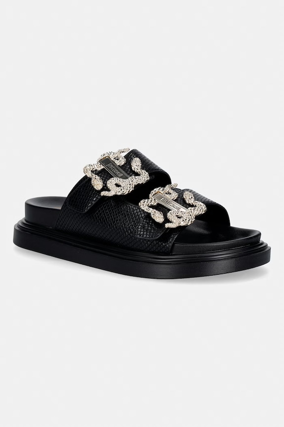 Παντόφλες Just Cavalli απομίμηση λείου δέρματος μαύρο 80RA3S91ZSE36899