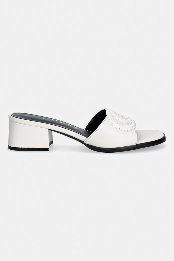 Guess papuci pentru femei, din piele CERINNA FLJCNN.LEP03.WHITE bej SS26