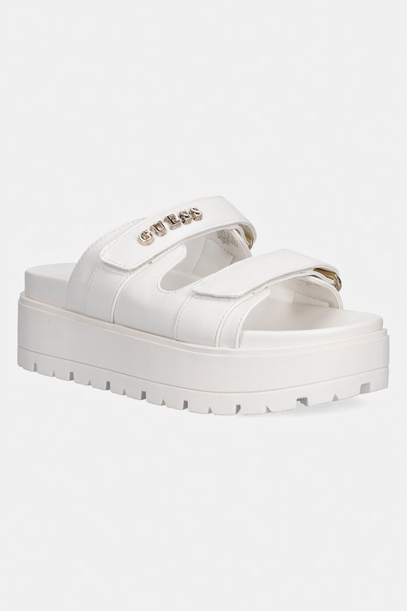 Guess klapki FAXON imitacja skóry licowej biały FLJFAX.ELE03.CREAM