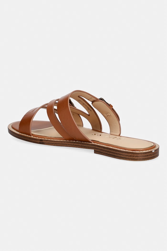 Obuća Guess natikače za žene kožne GRAYDEN FLJGRY.LEA03.BROWN smeđa