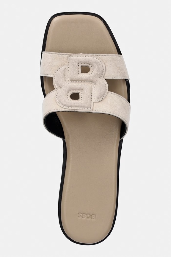 BOSS ciabatte slide da donna in scamoscio Charlize beige 50563333.275