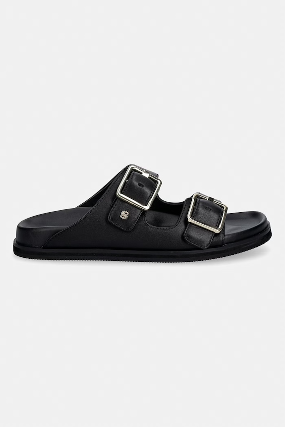 Δερμάτινες παντόφλες BOSS Freyah 50563376.001 μαύρο SS26